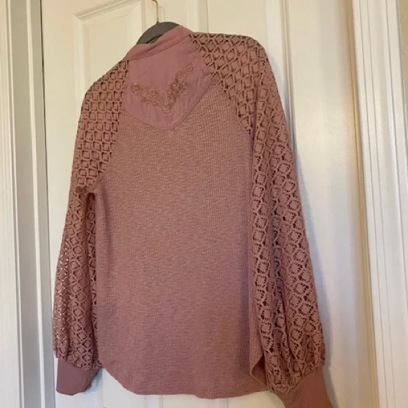Free People Sweetest Thing Elegant Pink Lace Women's Top size small - Picture 9 of 16